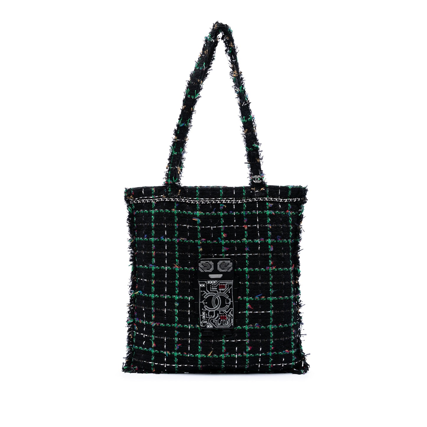 Chanel Large Tweed Resin Embellished Robot Shopping Tote