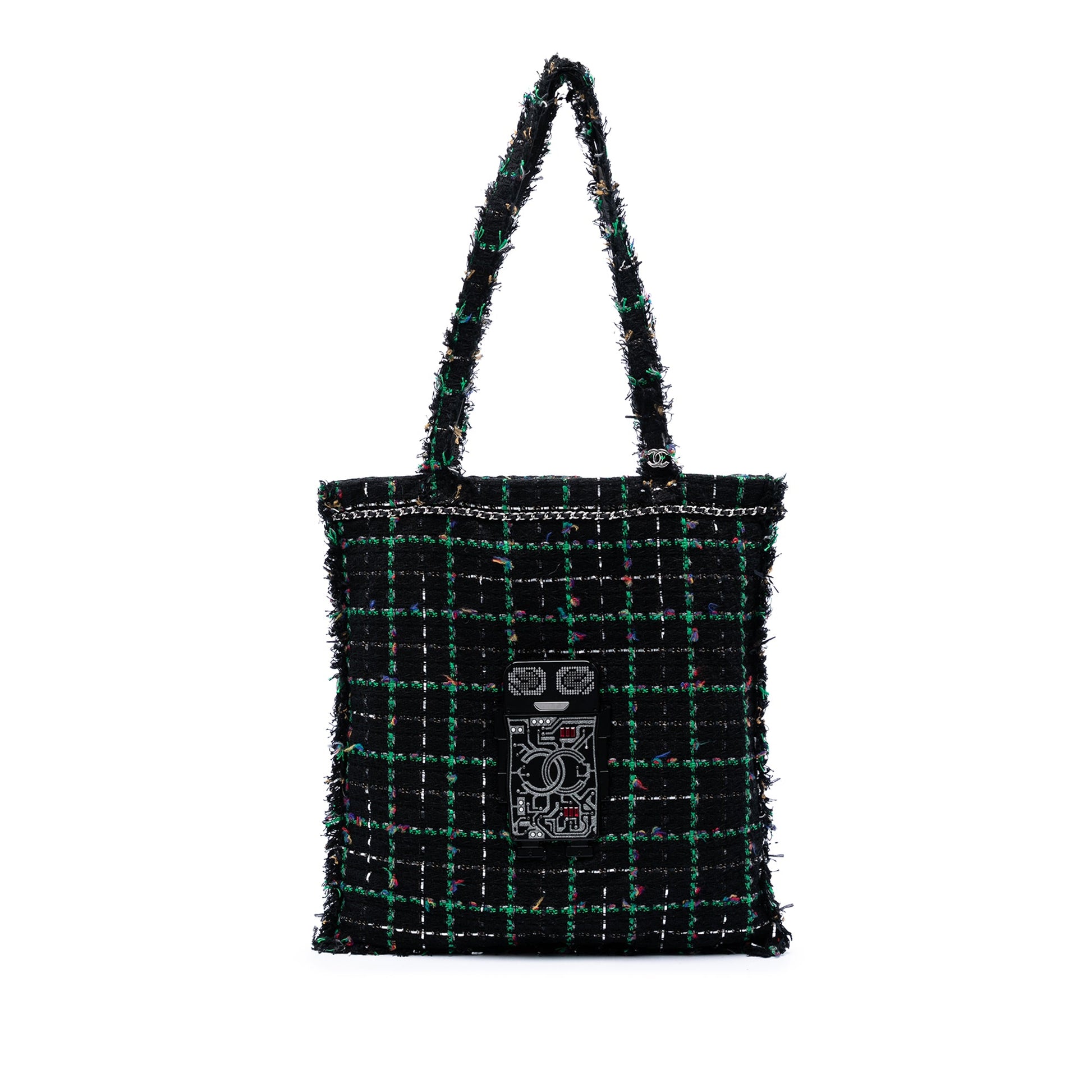 Chanel Large Tweed Resin Embellished Robot Shopping Tote