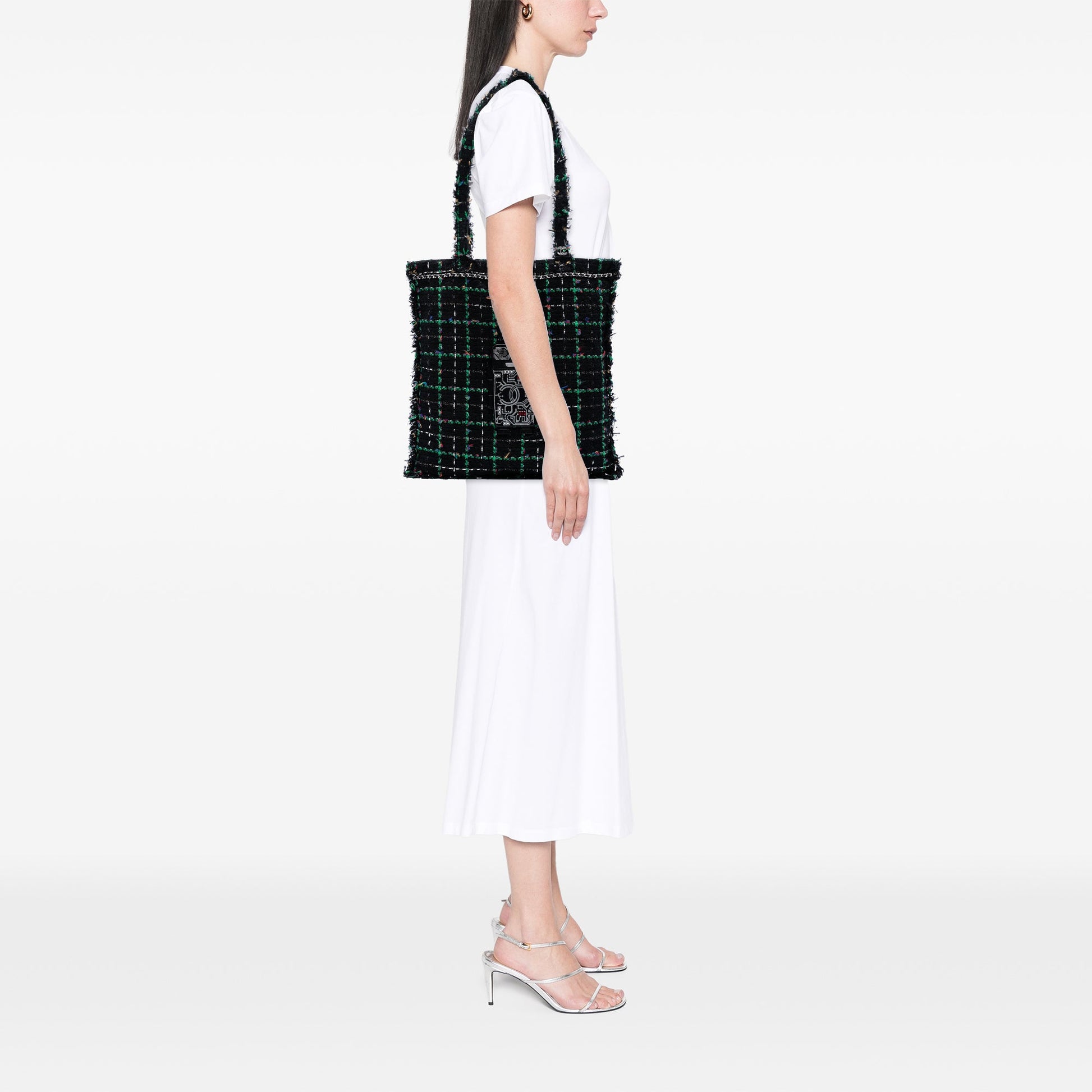 Chanel Large Tweed Resin Embellished Robot Shopping Tote