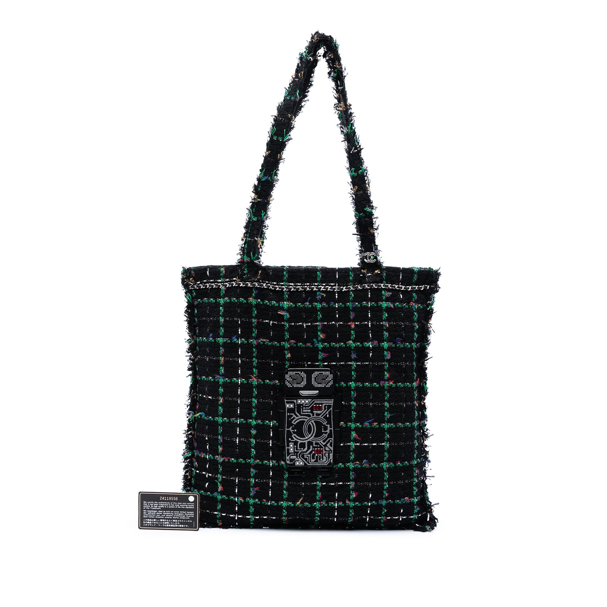 Chanel Large Tweed Resin Embellished Robot Shopping Tote