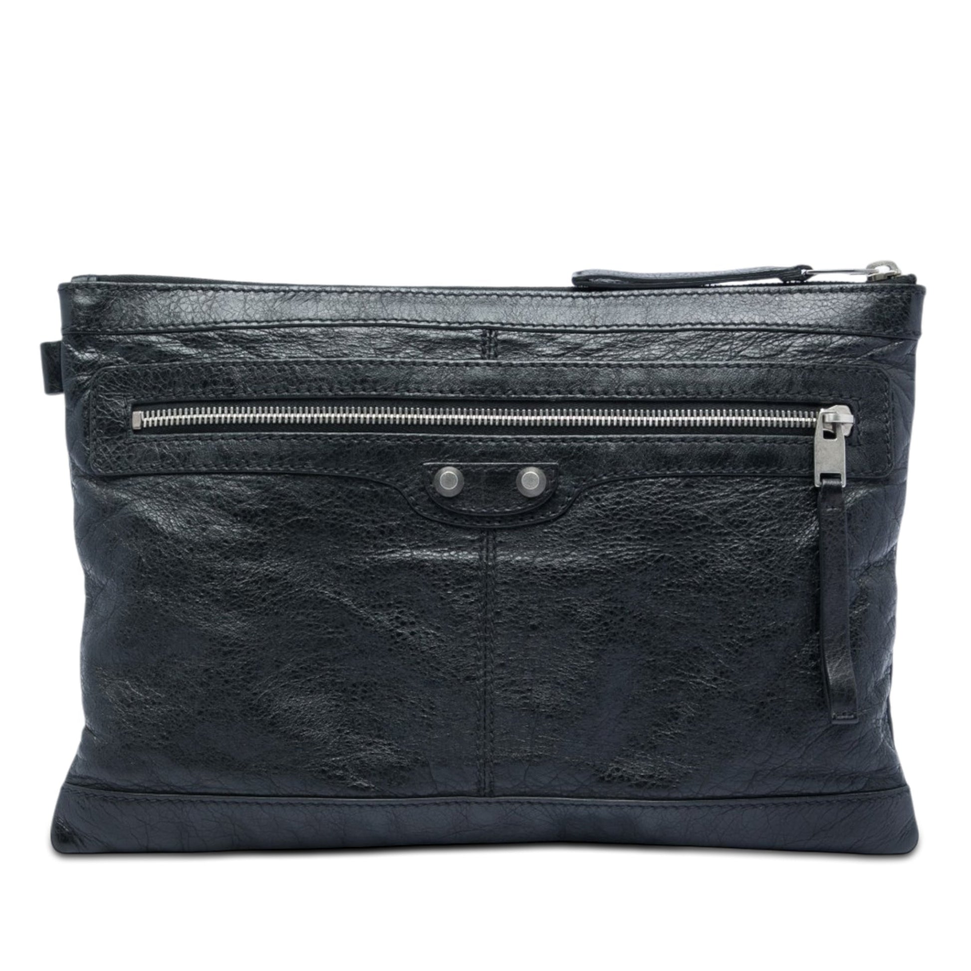 Balenciaga Lambskin Motocross Classic Clip Clutch M