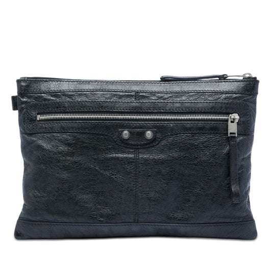 Balenciaga Lambskin Motocross Classic Clip Clutch M