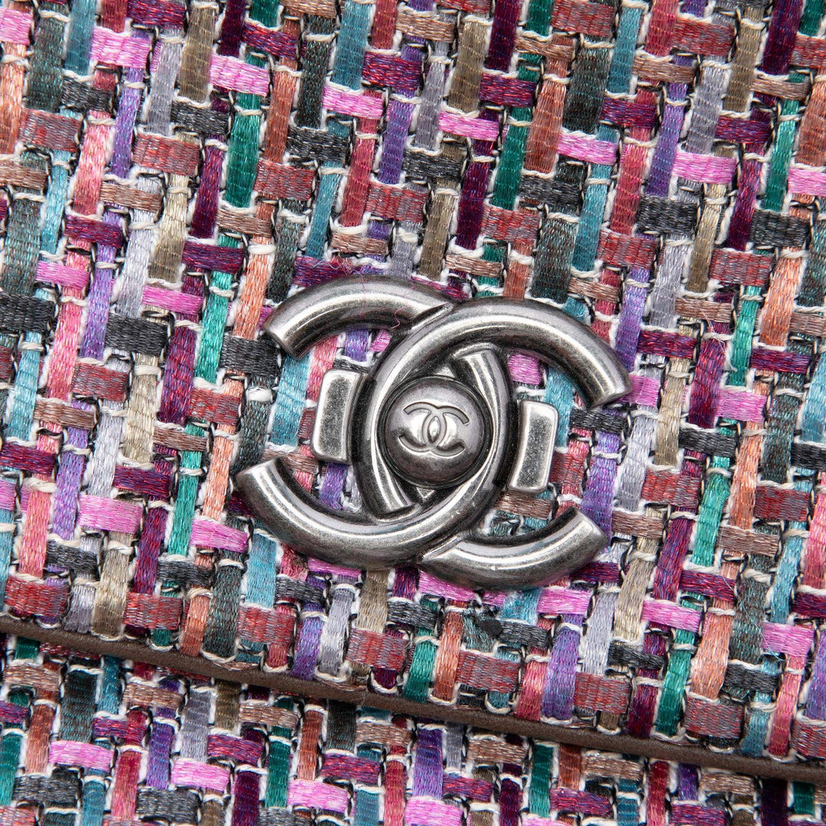 Chanel CC Multicolor Tweed Flap — Purple