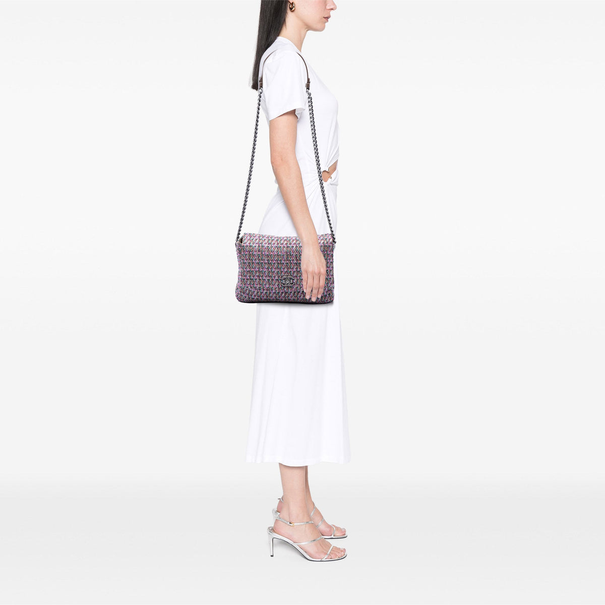 Chanel CC Multicolor Tweed Flap — Purple