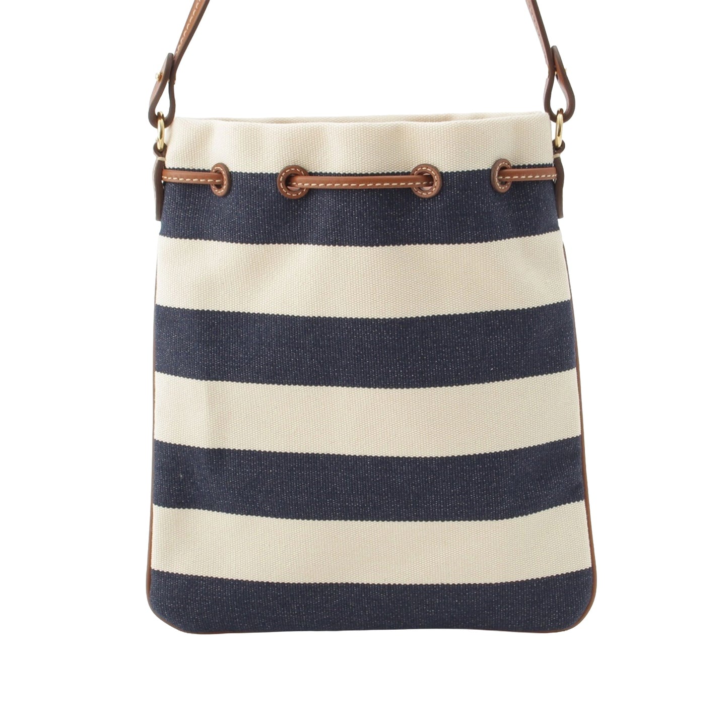 Miu Miu Striped Canvas Logo Drawstring Handbag