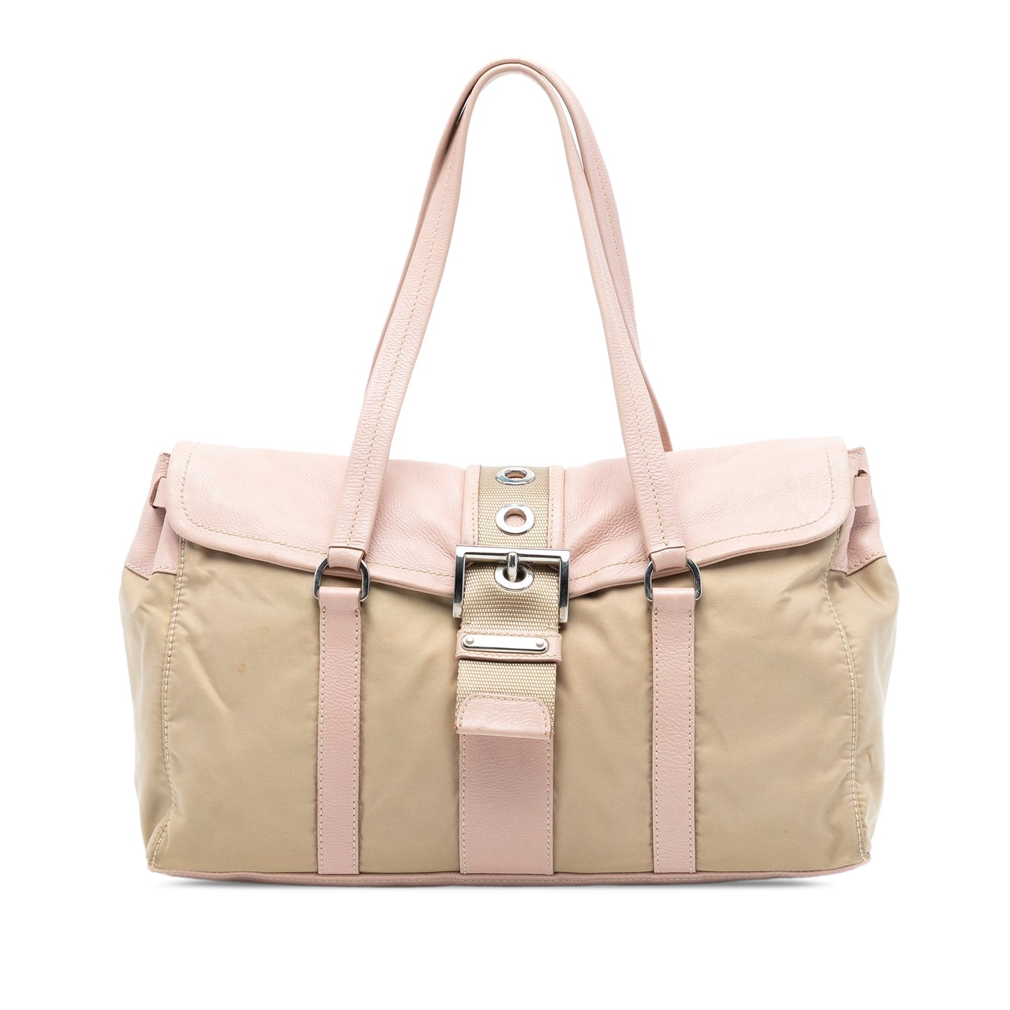 Prada Vitello Trimmed Tessuto Shoulder Bag