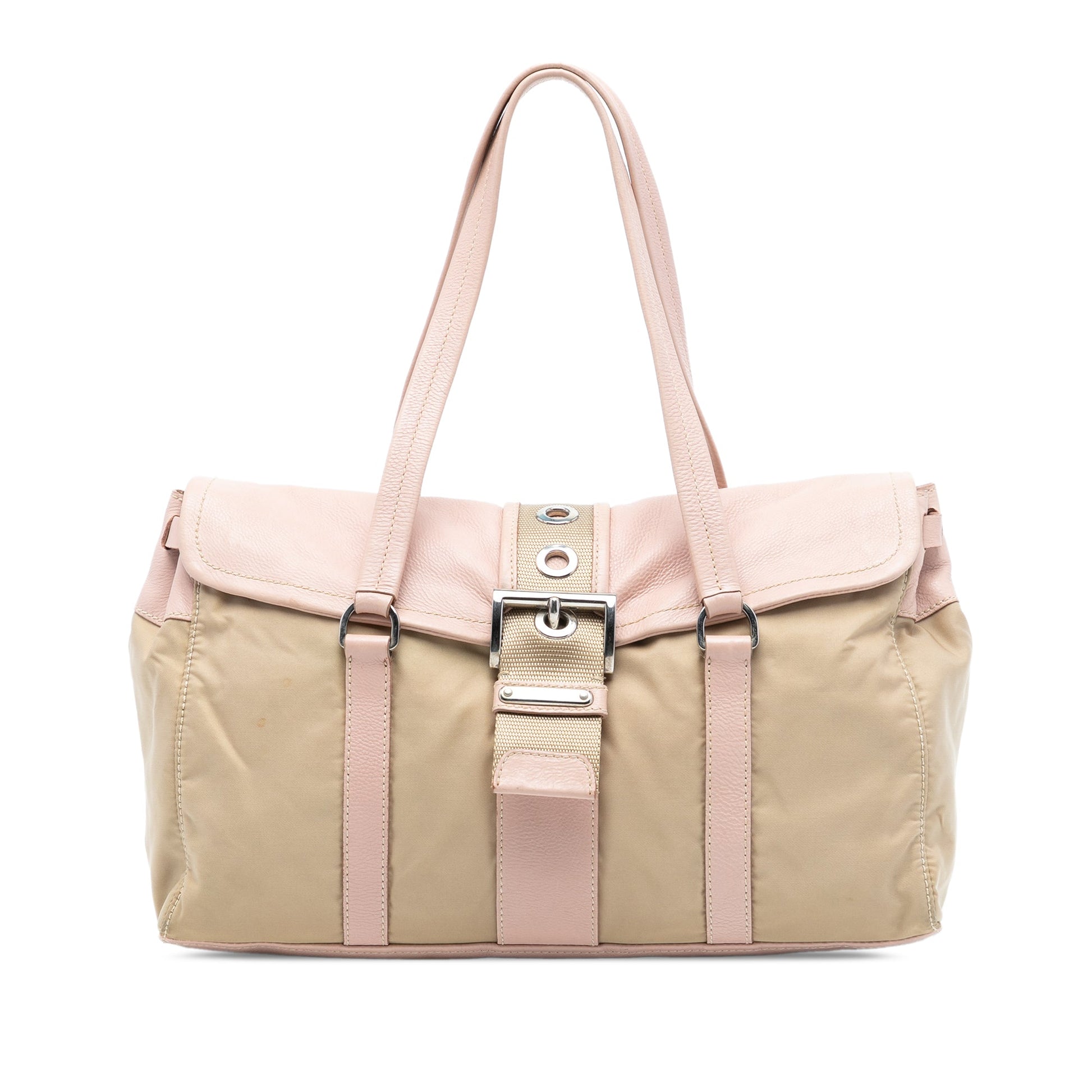 Prada Vitello Trimmed Tessuto Shoulder Bag