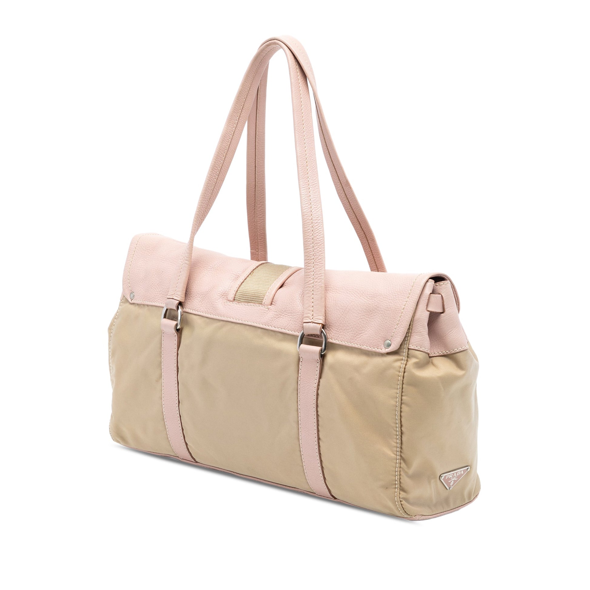 Prada Vitello Trimmed Tessuto Shoulder Bag