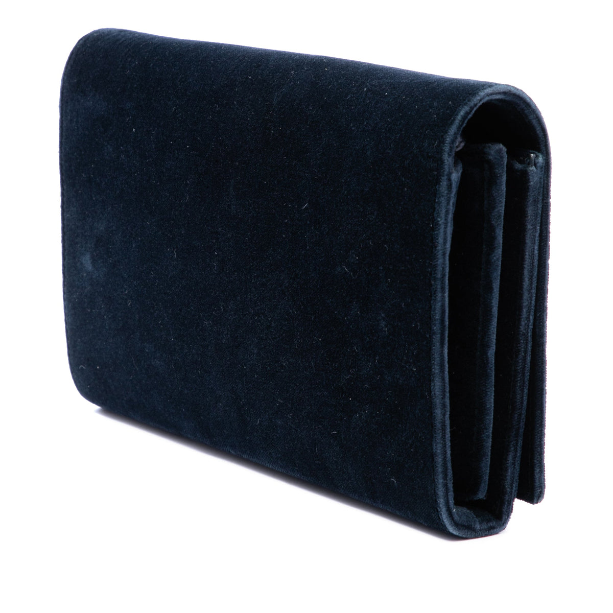 Saint Laurent Suede Monogram Kate Chain Wallet — Blue