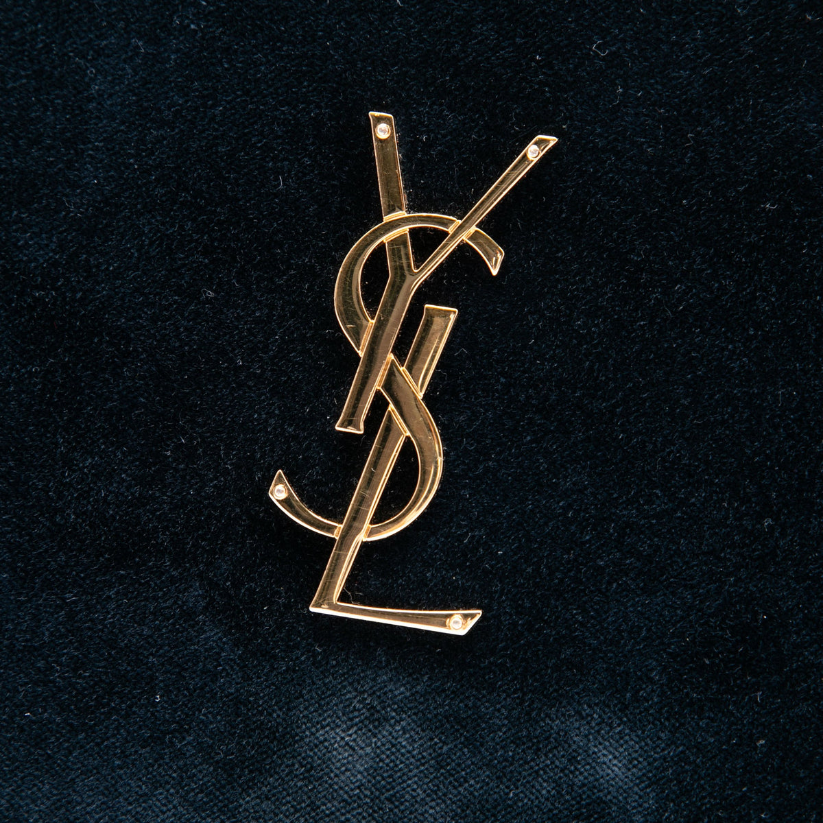 Saint Laurent Suede Monogram Kate Chain Wallet — Blue