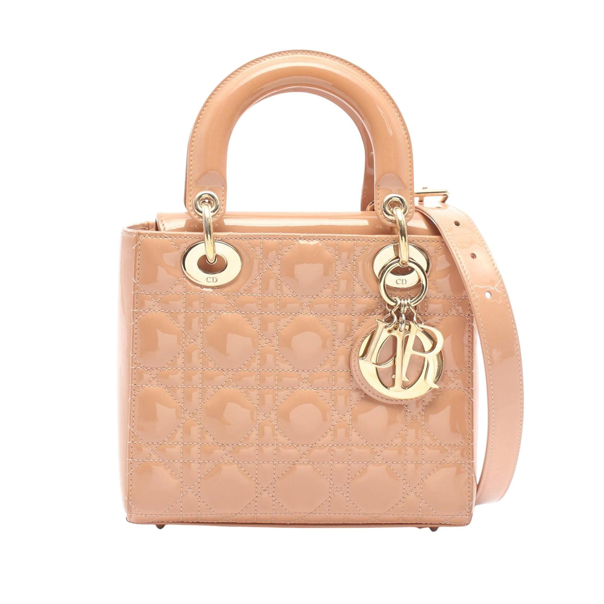 Dior Small Patent Cannage Lady Dior — Pink