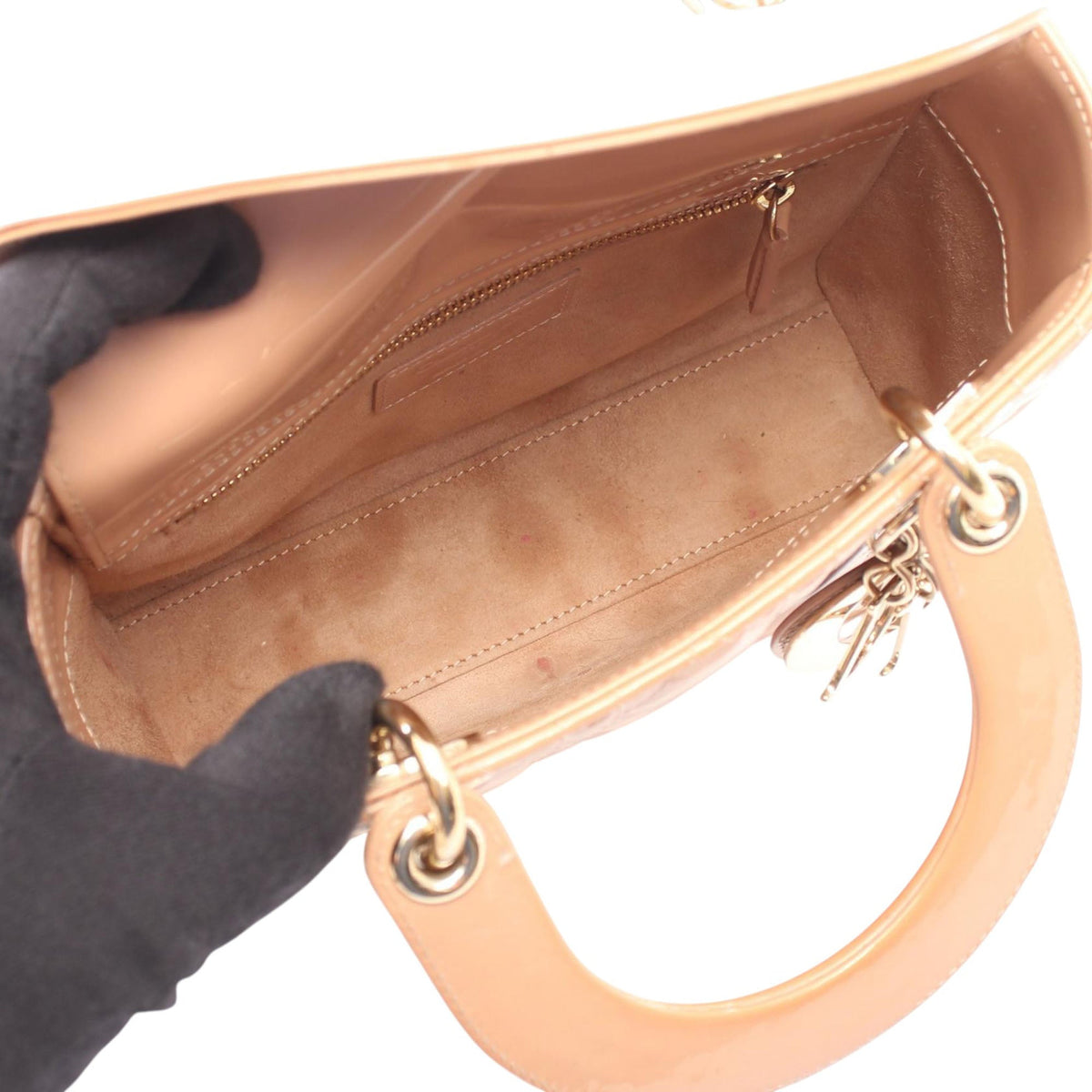 Dior Small Patent Cannage Lady Dior — Pink