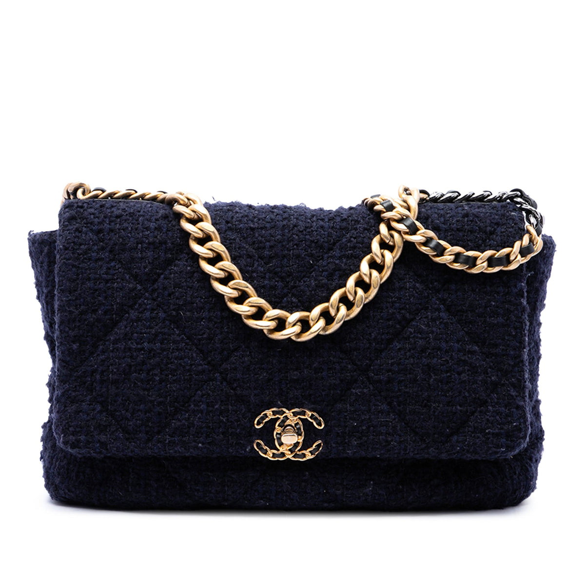 Chanel Maxi Tweed 19 Flap — Blue
