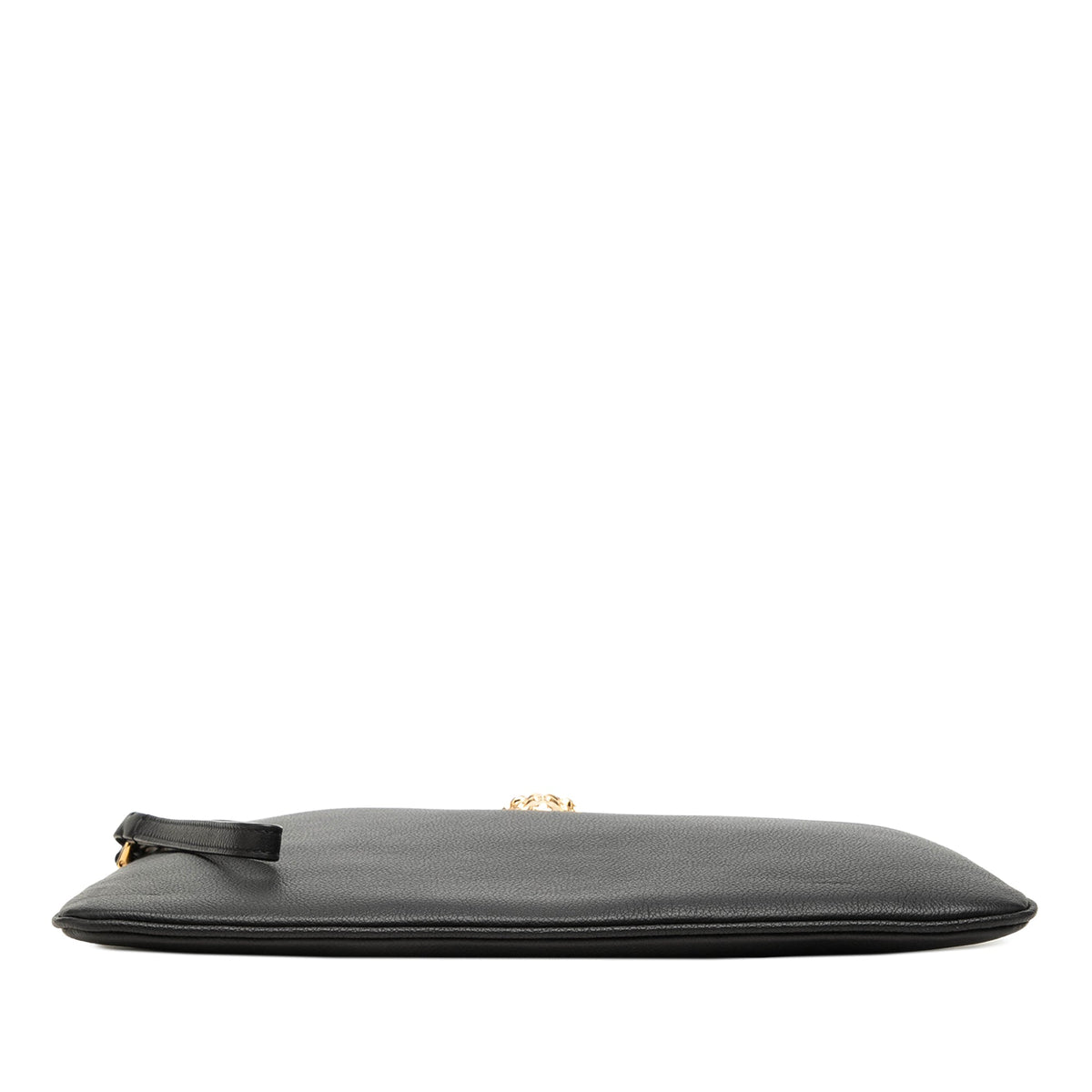 Versace Leather Medusa Wristlet Clutch — Black
