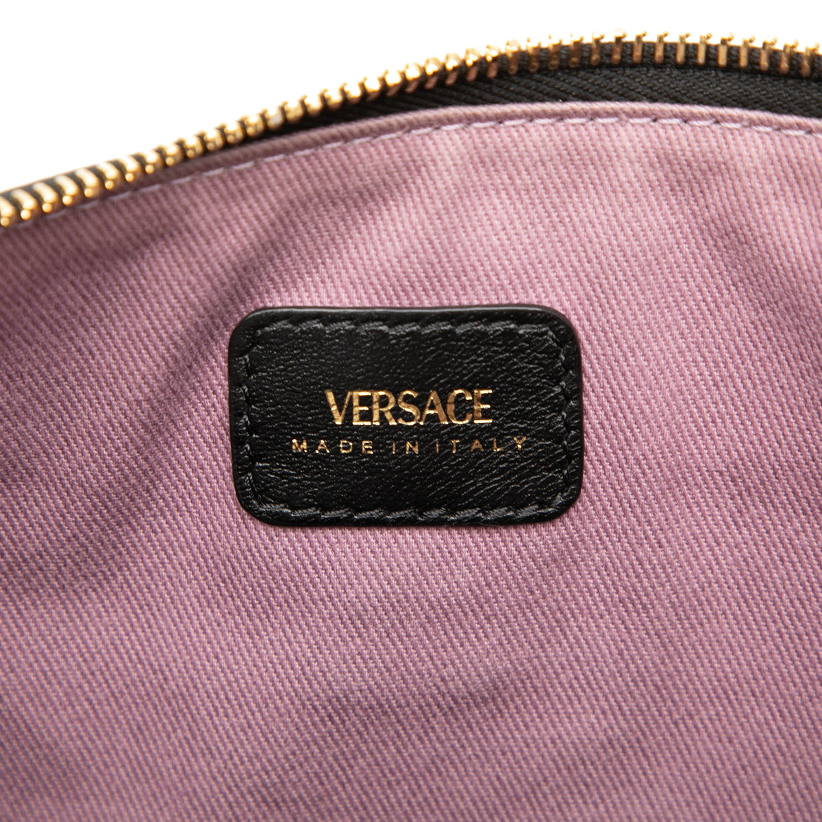 Versace Leather Medusa Wristlet Clutch — Black
