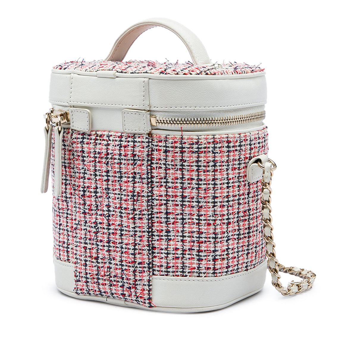 Chanel Tweed and Lambskin CC Vanity Case — Red
