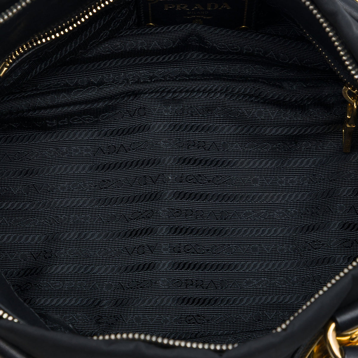 Prada Soft Calf Trimmed Tessuto Satchel