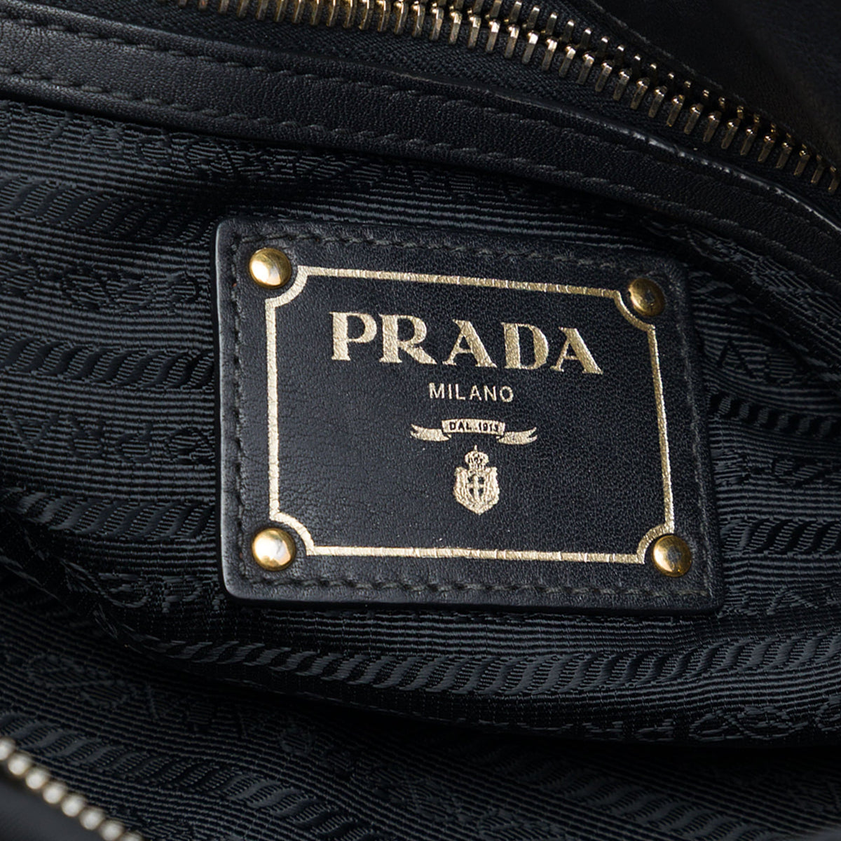 Prada Soft Calf Trimmed Tessuto Satchel