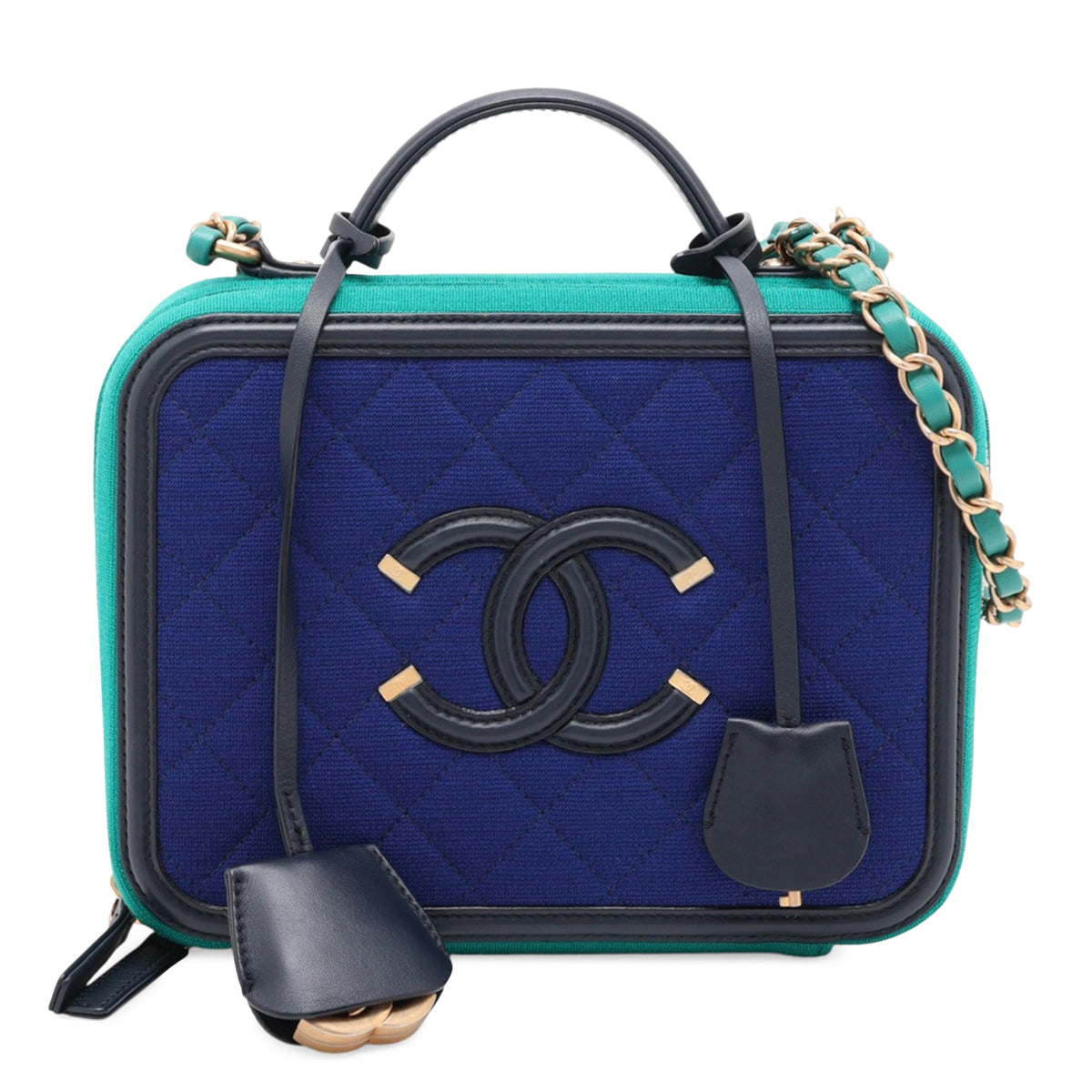 Chanel CC Filigree Vanity Case — Blue