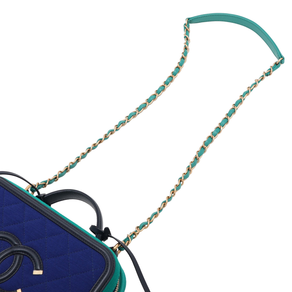 Chanel CC Filigree Vanity Case — Blue