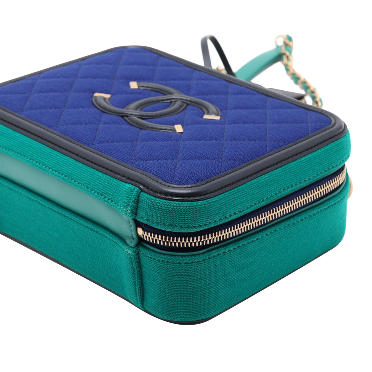 Chanel CC Filigree Vanity Case — Blue