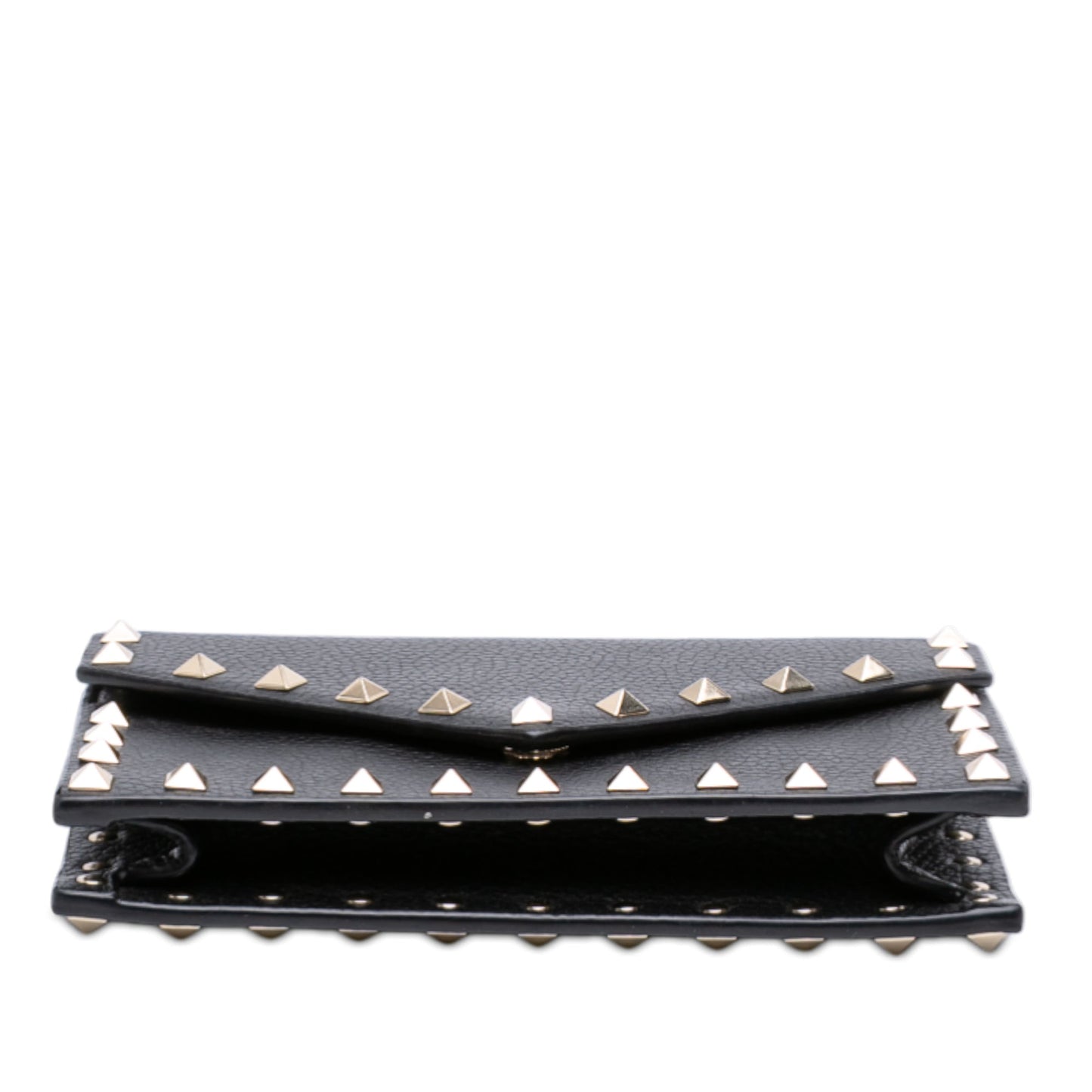 Valentino Pebbled Calfskin Rockstud Envelope Wallet on Chain