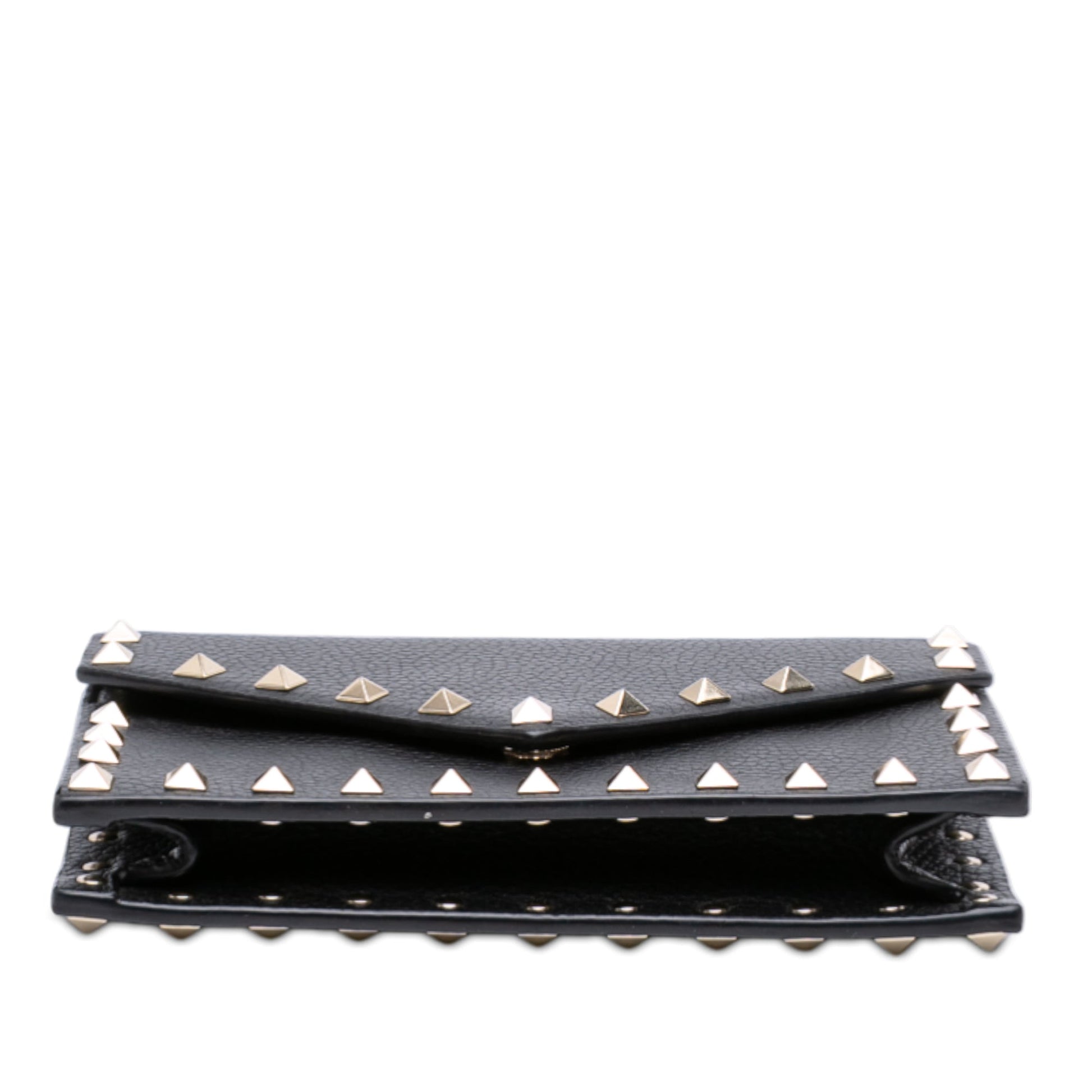 Valentino Pebbled Calfskin Rockstud Envelope Wallet on Chain