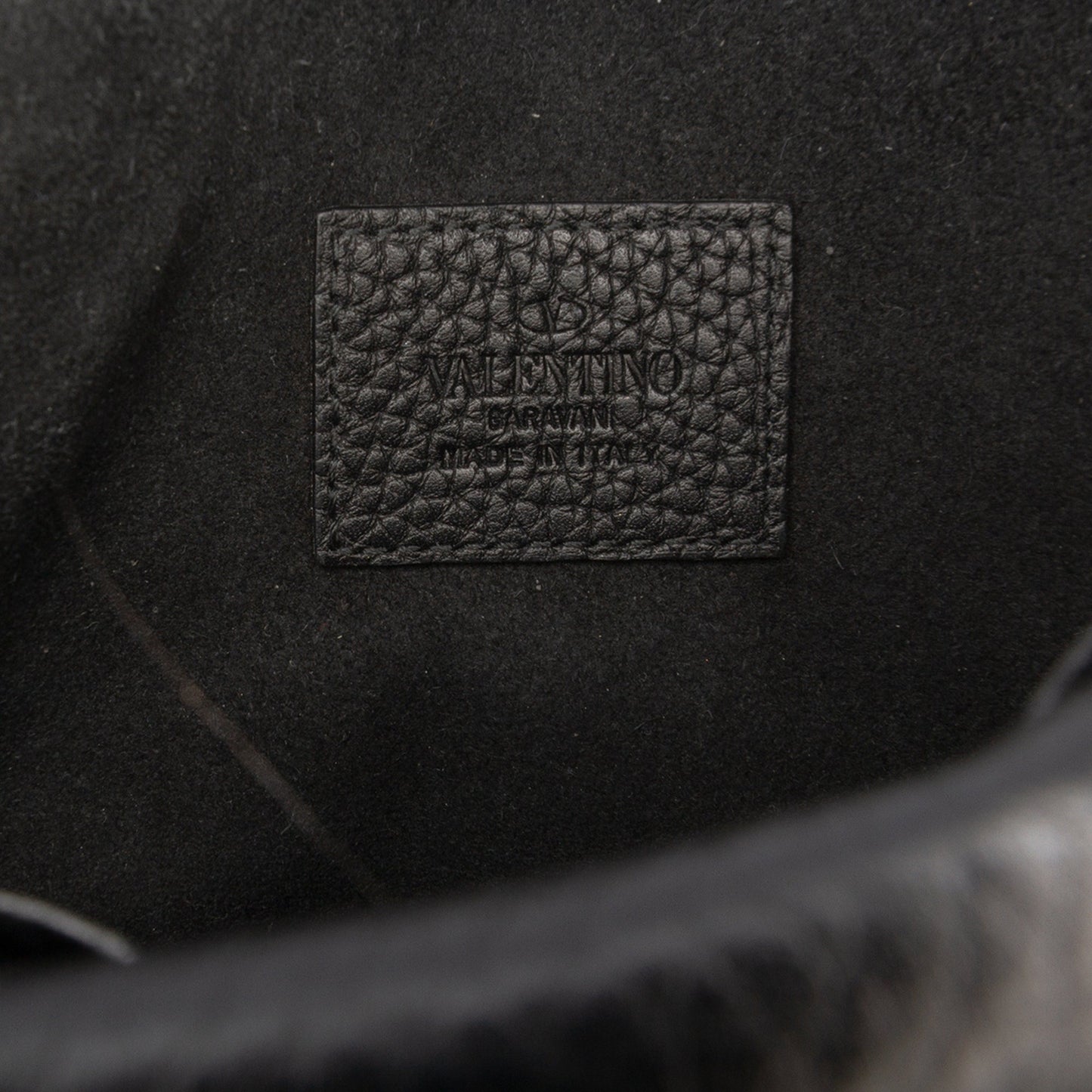 Valentino Pebbled Calfskin Rockstud Envelope Wallet on Chain