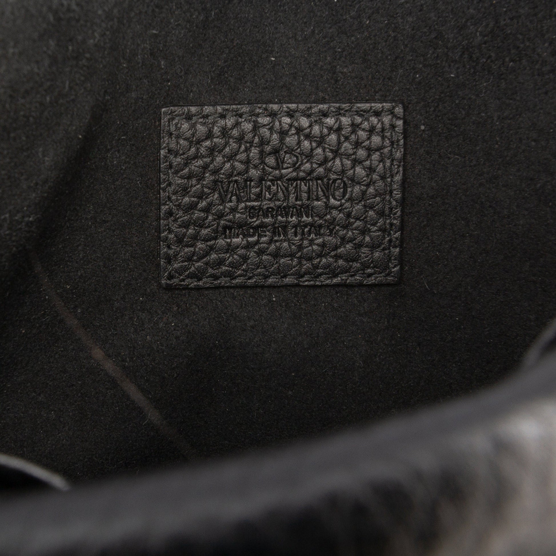 Valentino Pebbled Calfskin Rockstud Envelope Wallet on Chain