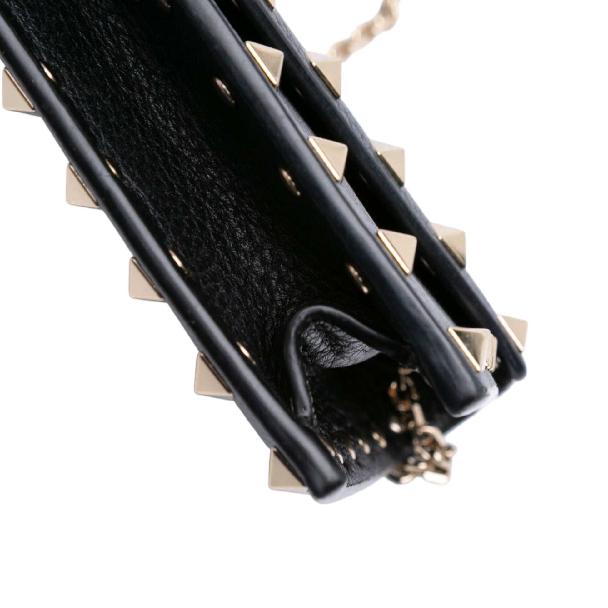 Valentino Pebbled Calfskin Rockstud Envelope Wallet on Chain