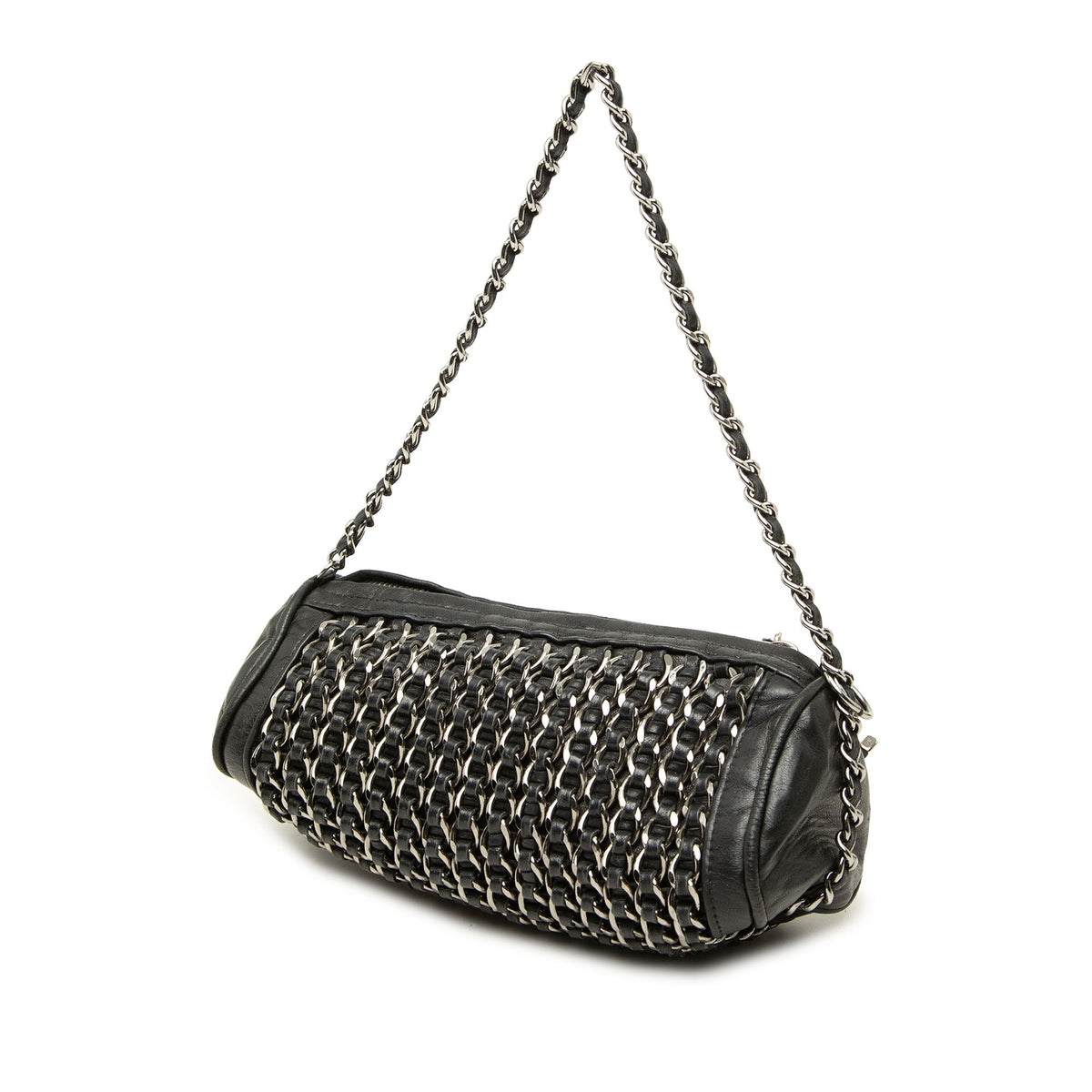 Chanel CC Lambskin Chain Link Barrel Bag — Black
