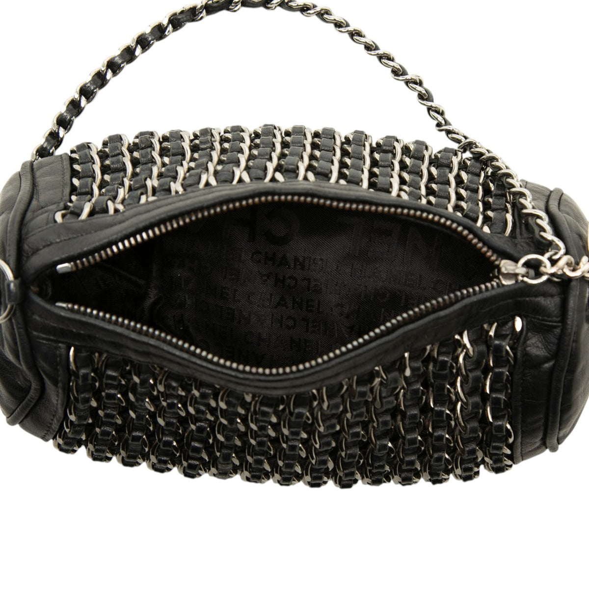 Chanel CC Lambskin Chain Link Barrel Bag — Black