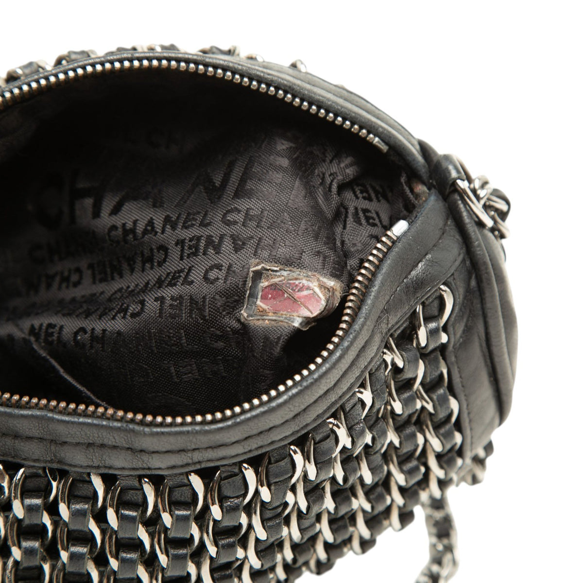 Chanel CC Lambskin Chain Link Barrel Bag — Black