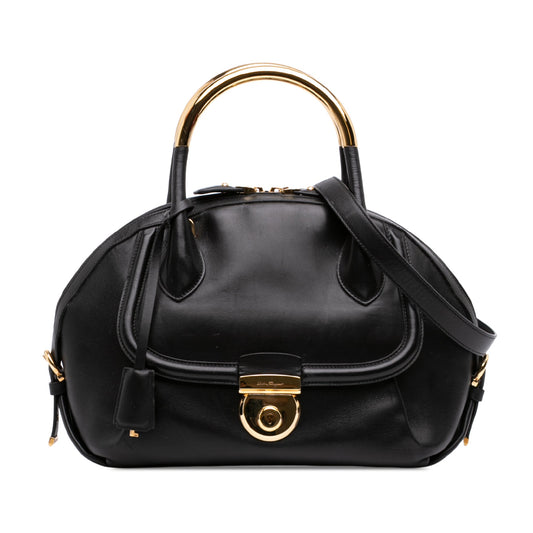 Ferragamo Leather Fiamma Satchel
