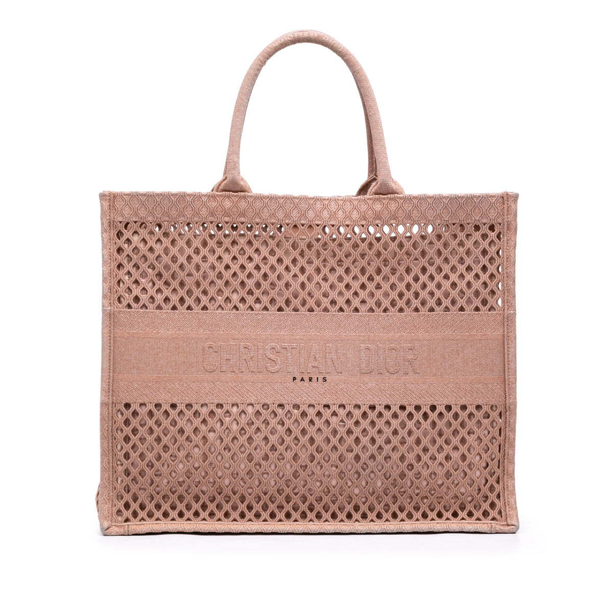 Dior Large Embroidered Mesh Book Tote