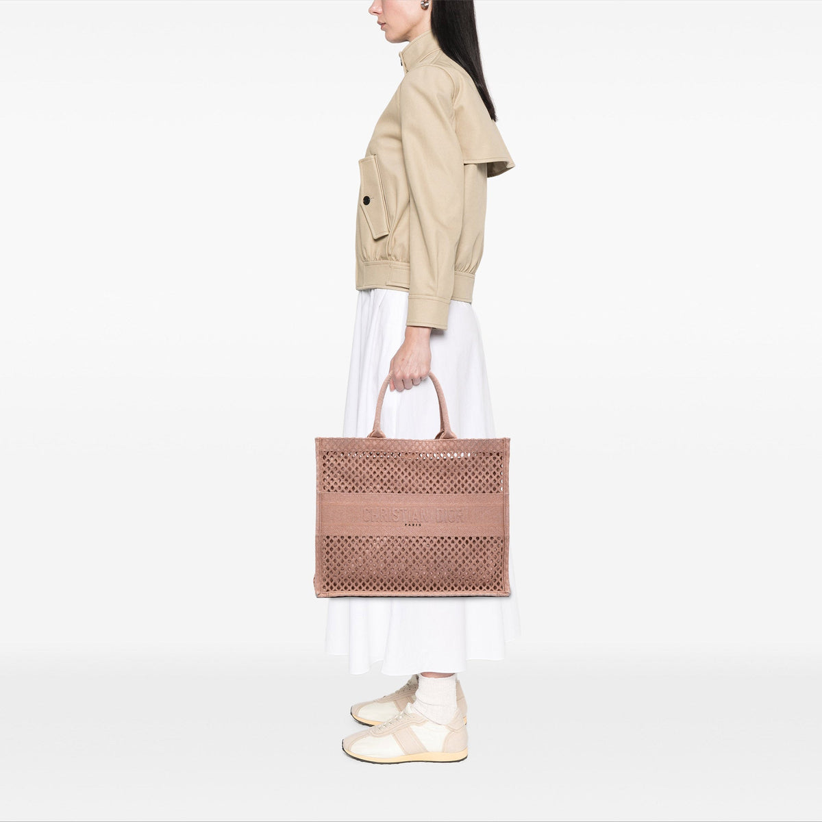 Dior Large Embroidered Mesh Book Tote