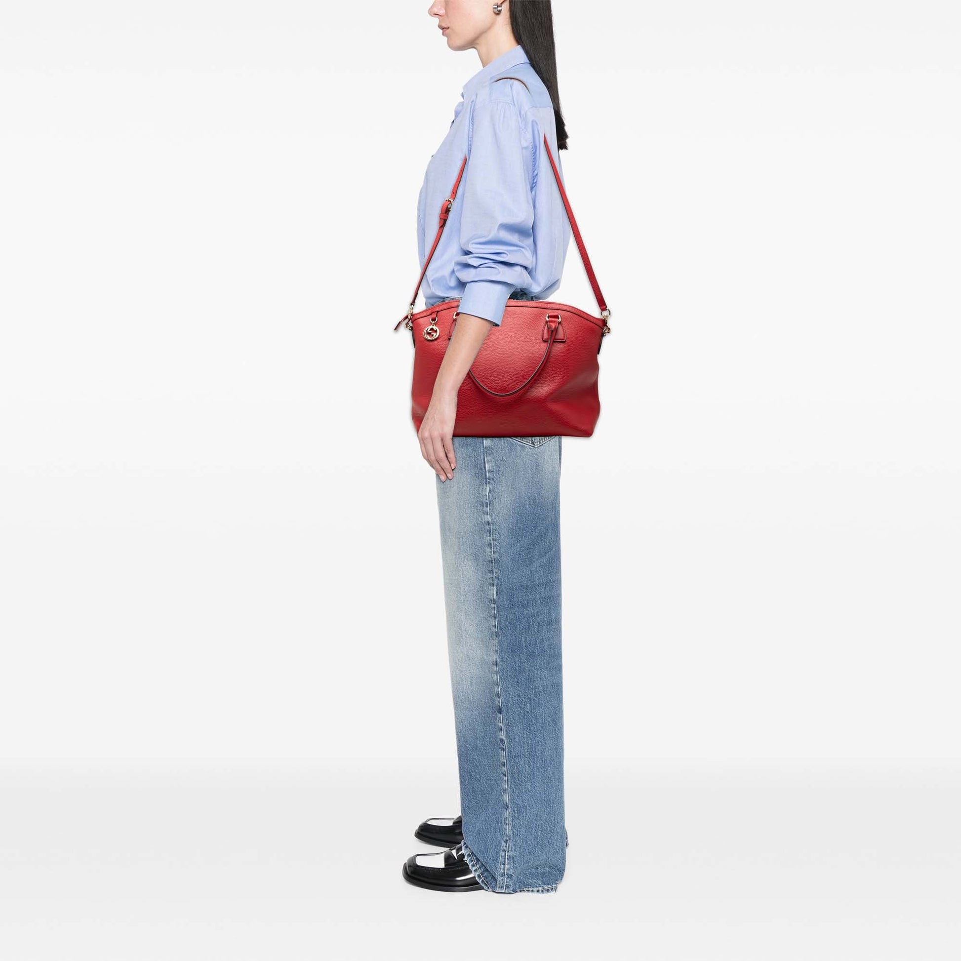 Gucci Large Dollar Calfskin GG Charm Dome Satchel