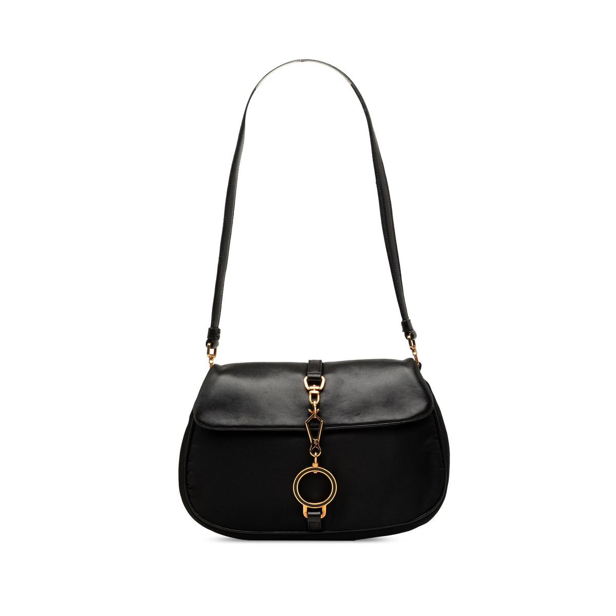 Prada Soft Calf and Tessuto Shoulder Bag — Black