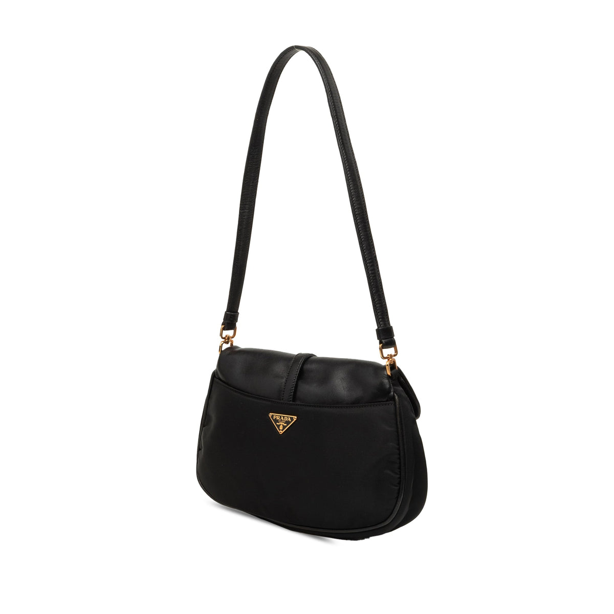 Prada Soft Calf and Tessuto Shoulder Bag — Black