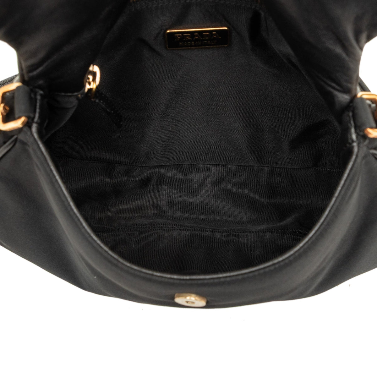 Prada Soft Calf and Tessuto Shoulder Bag — Black