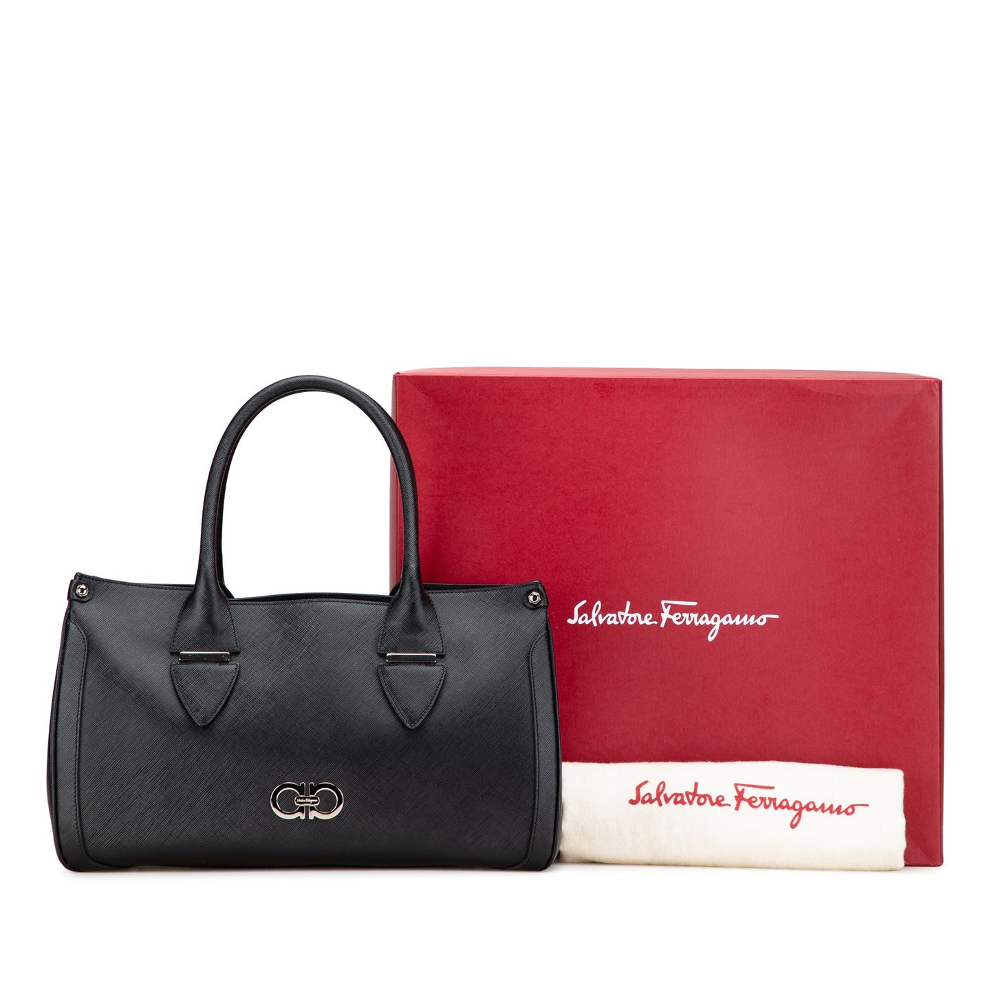 Ferragamo Leather Double Gancini Tote