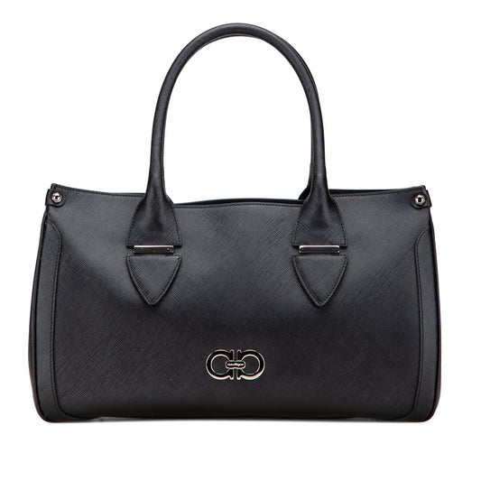 Ferragamo Leather Double Gancini Tote