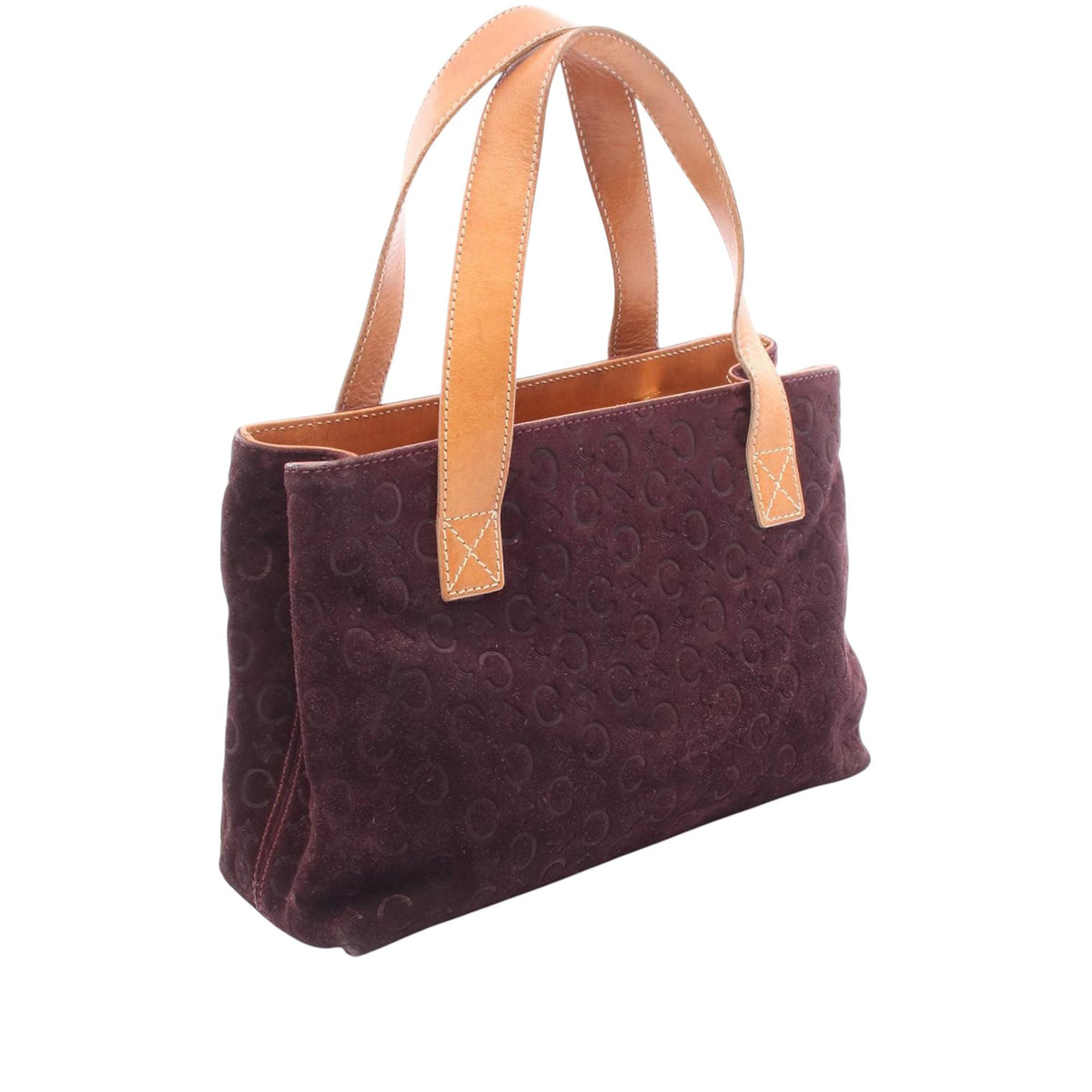 Celine C Macadam Suede Handbag — Red