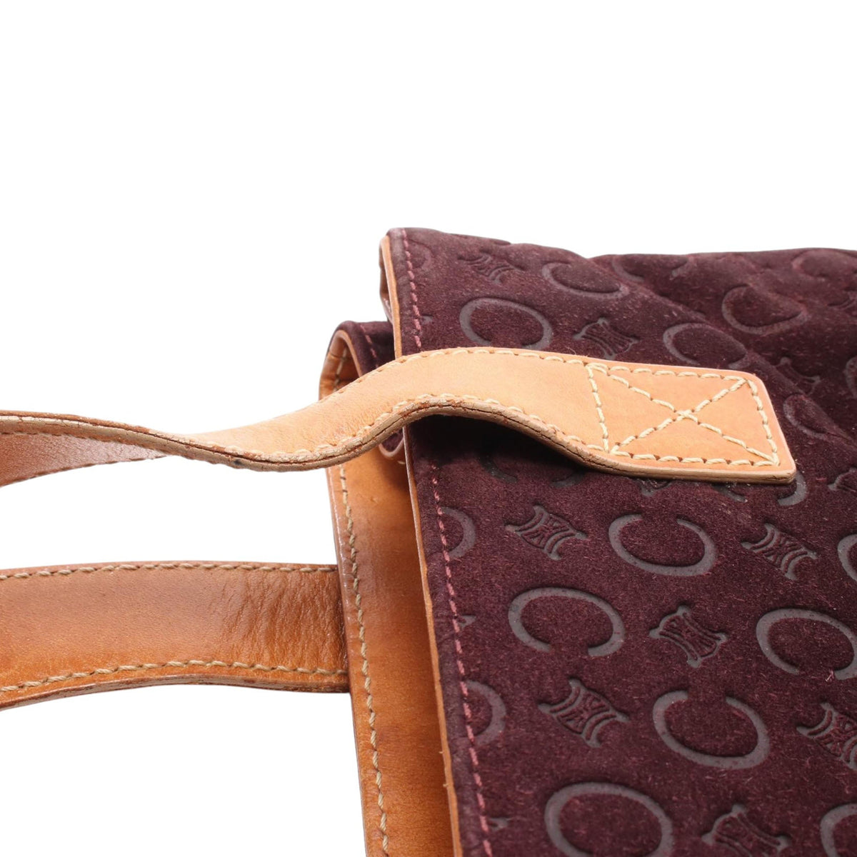 Celine C Macadam Suede Handbag — Red