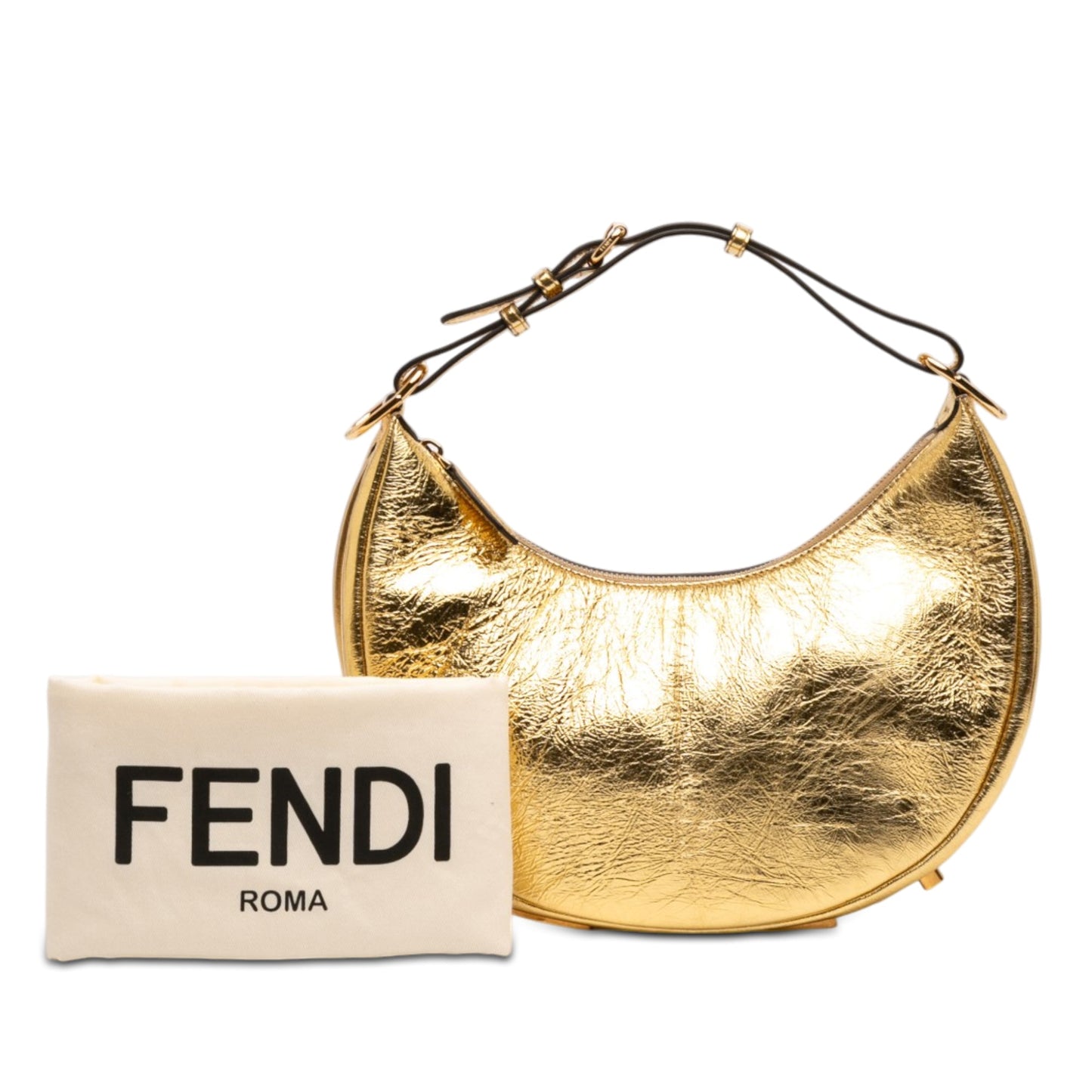 Fendi Small Metallic Leather Fendigraphy Hobo