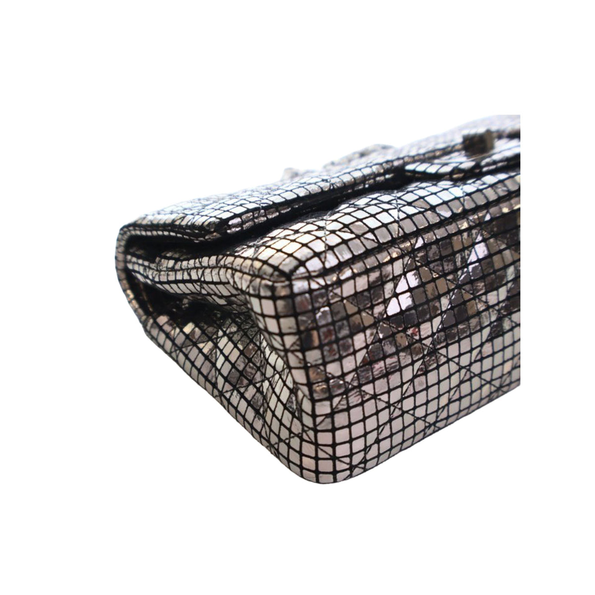 Chanel Quilted Mirror Calfskin Reissue 2.55 Double Flap 225 — Silver