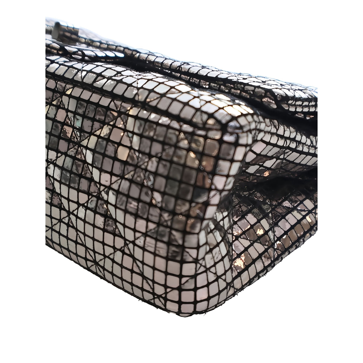 Chanel Quilted Mirror Calfskin Reissue 2.55 Double Flap 225 — Silver