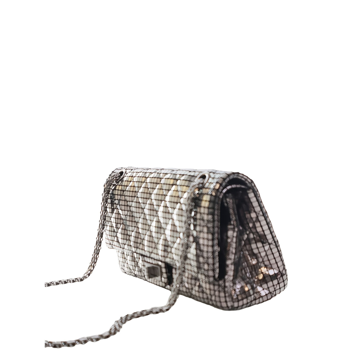 Chanel Quilted Mirror Calfskin Reissue 2.55 Double Flap 225 — Silver