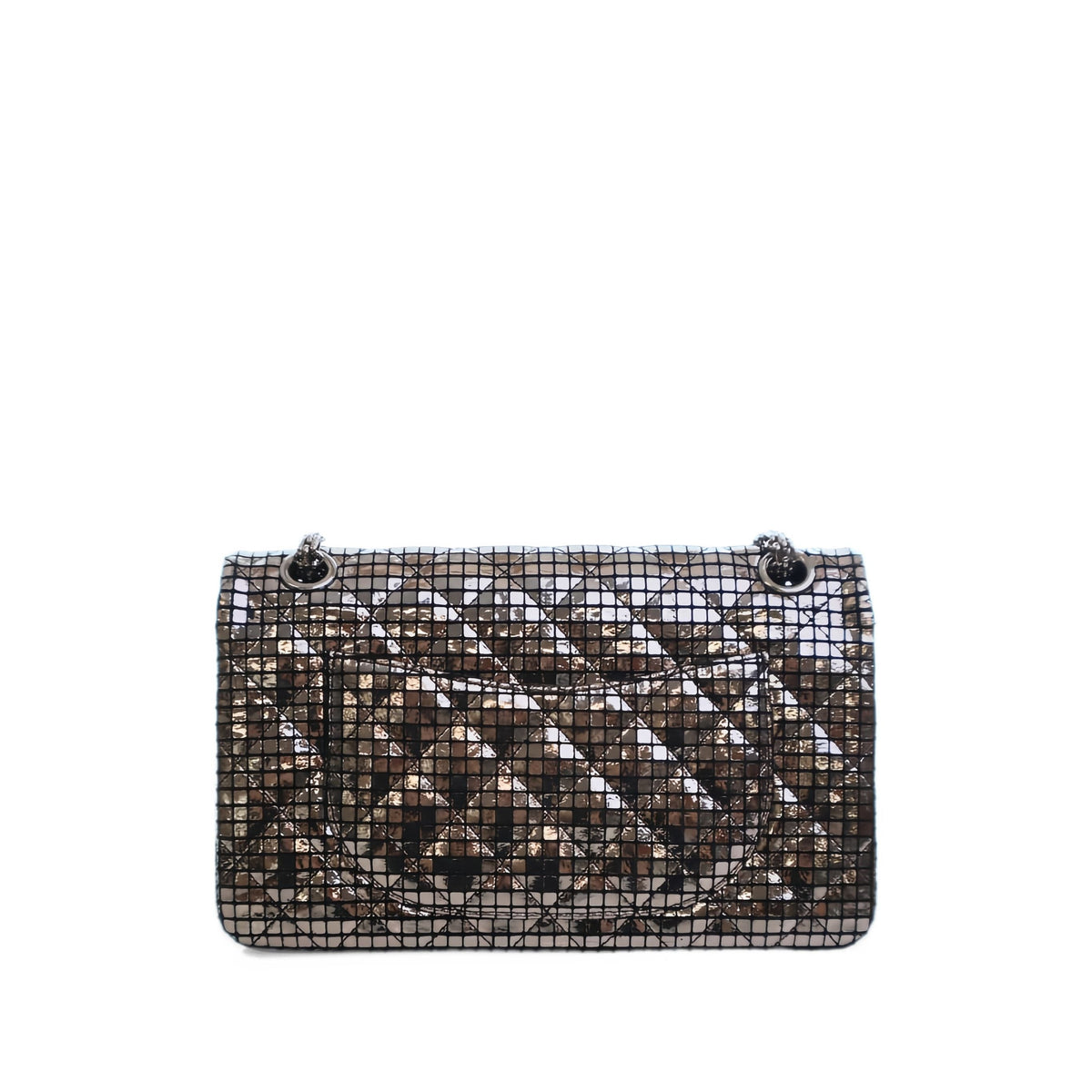 Chanel Quilted Mirror Calfskin Reissue 2.55 Double Flap 225 — Silver