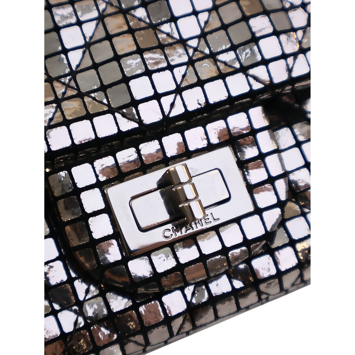Chanel Quilted Mirror Calfskin Reissue 2.55 Double Flap 225 — Silver
